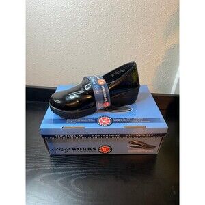 EasyWorks by easy street Nonslip Patent Leather Black Lyndee Work Clogs Size 8